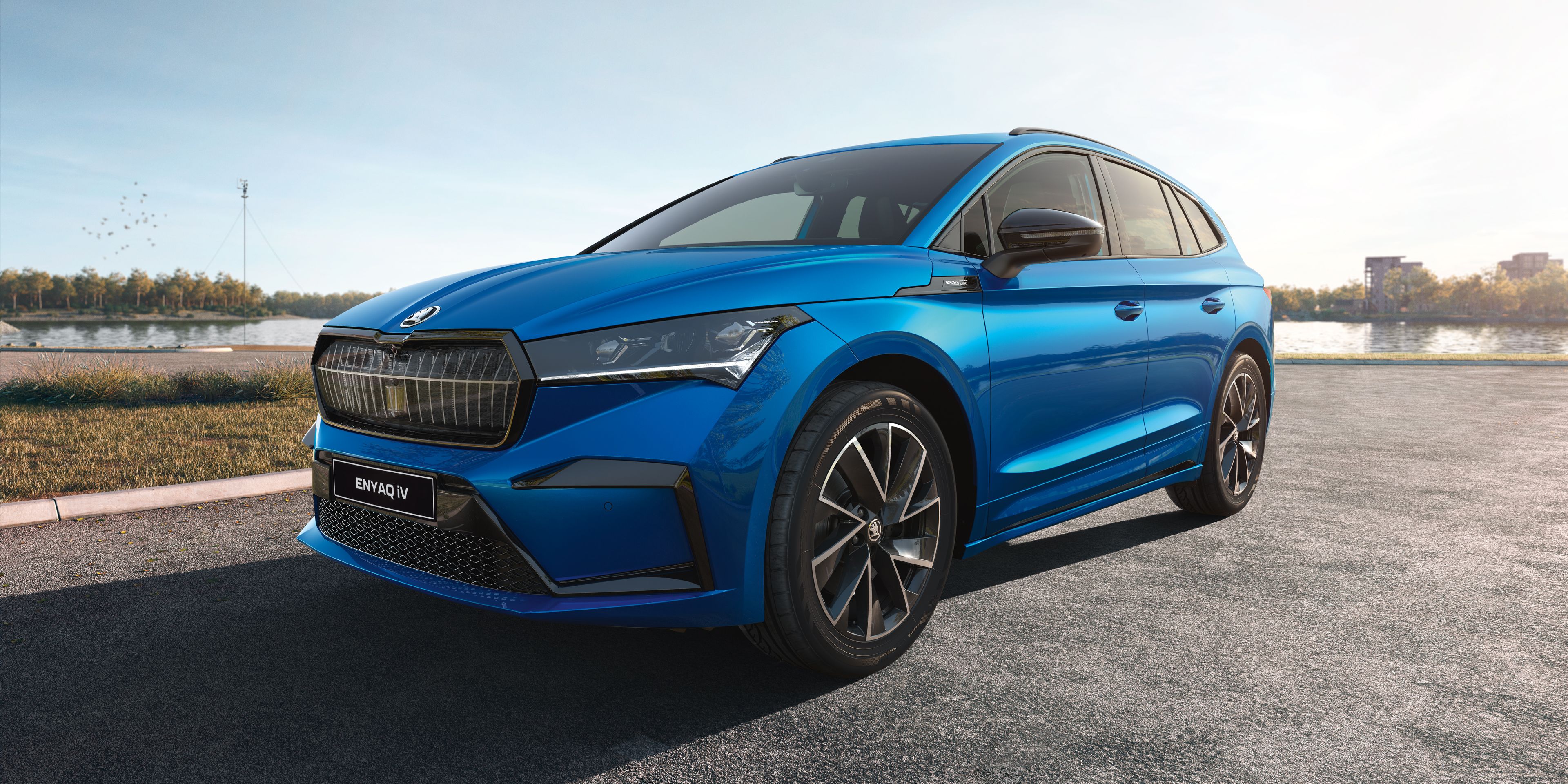 Para-choques desportivo do Škoda Enyaq iV Sportline azul 