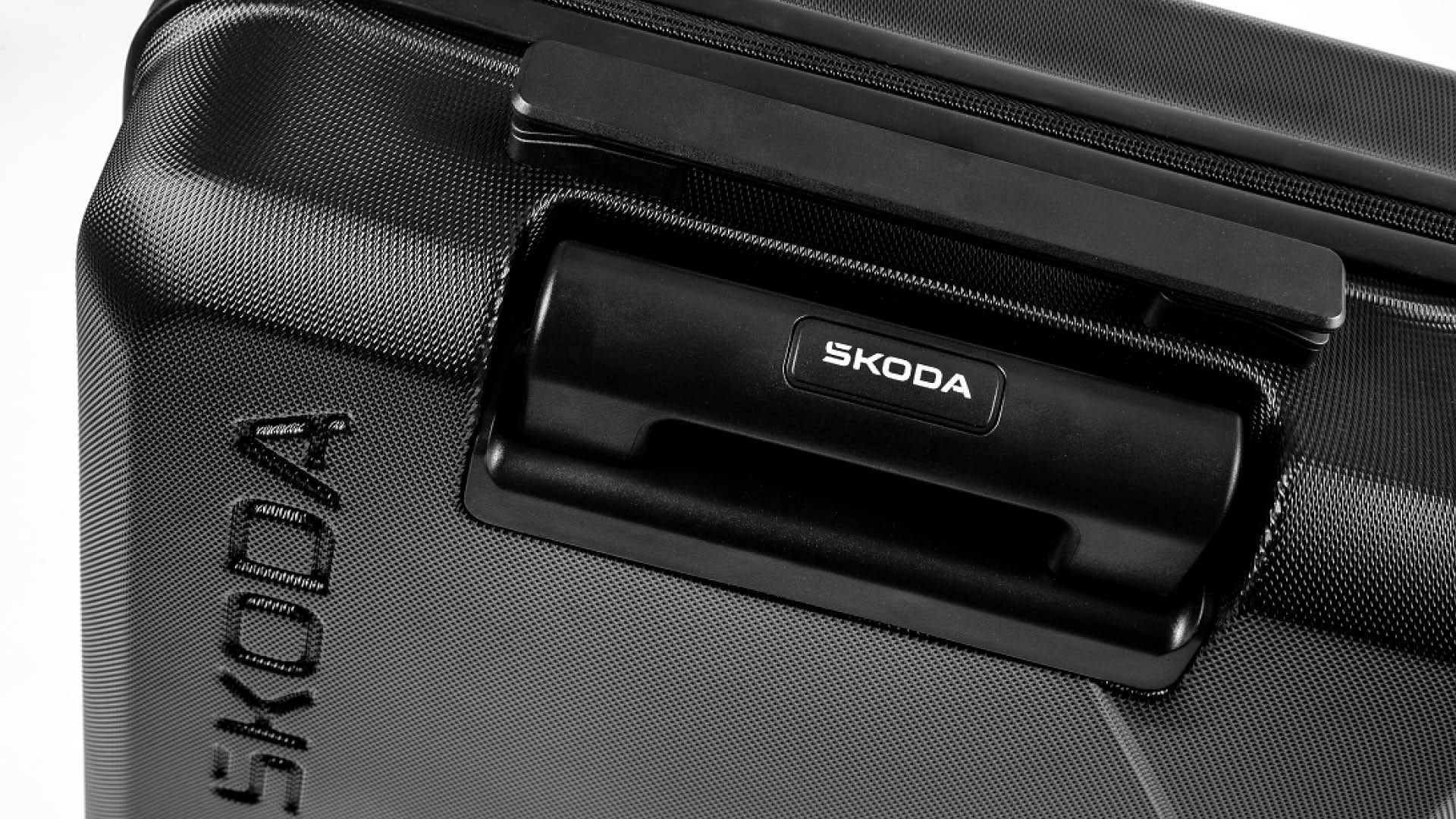 Škoda Bordtrolley Detailansicht von Griff und ausziehbarer Stange