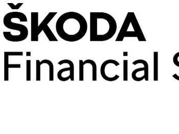 Logótipo do Škoda Financial Services num fundo branco 