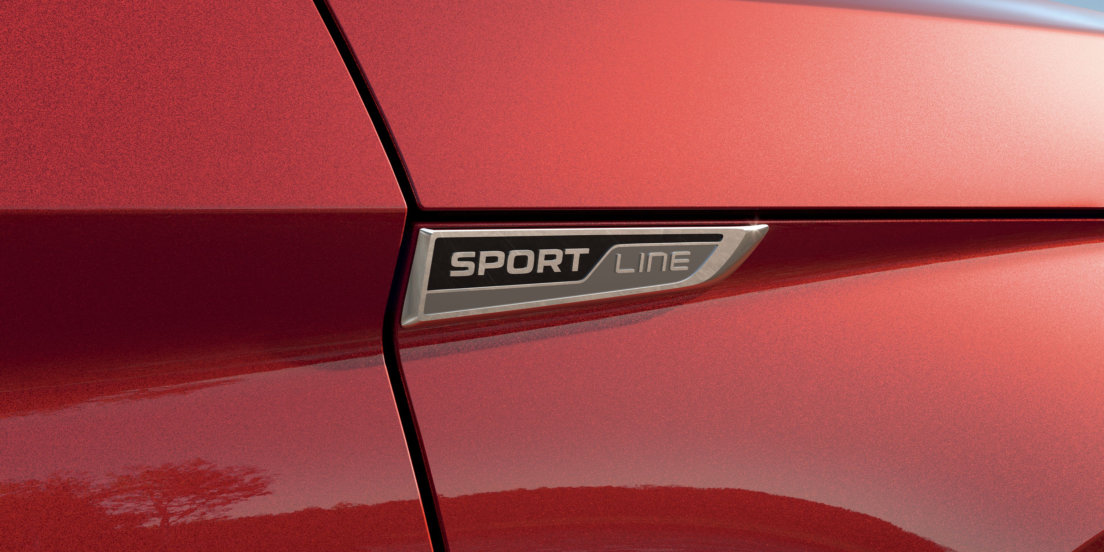 Škoda Kodiaq Sportline rot in Fahrt von hinten zu sehen 