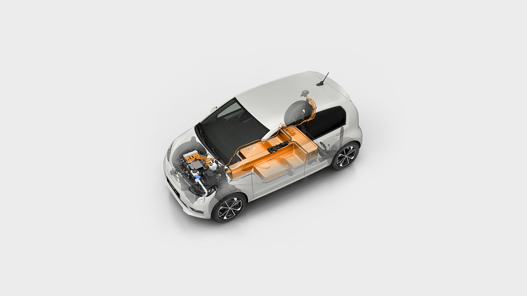 Ilustração de como funciona um veículo elétrico com bateria da Škoda