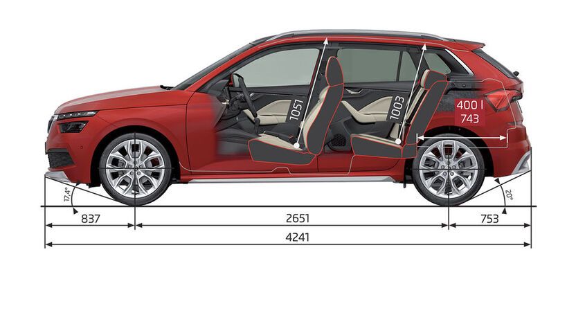 Škoda Kamiq Pamje anësore me dimensionet